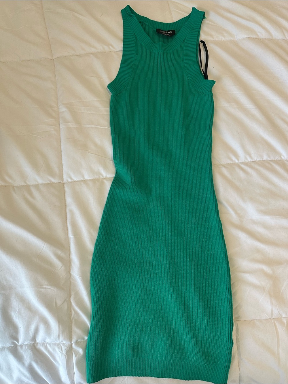 bebe Green Ribbed Midi Tank Dress